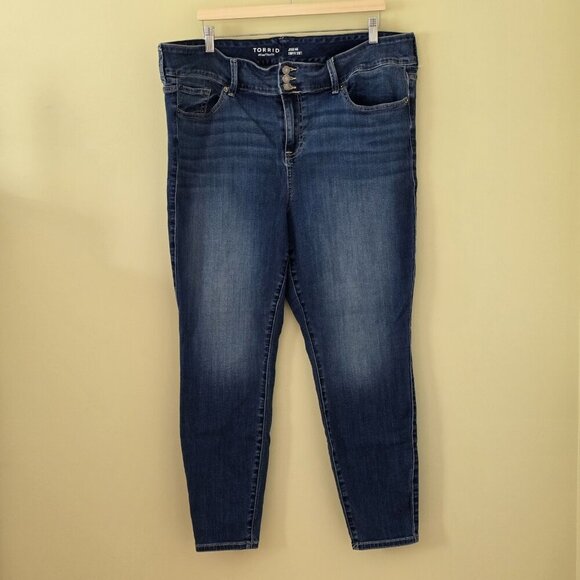 Torrid Jegging Women 22R Blue High Waist Tapered Stretch Western Zip Super Soft - Picture 15 of 16